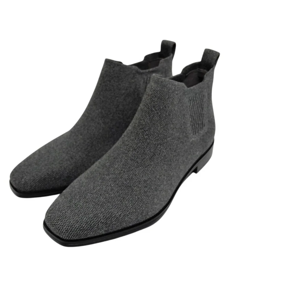 Vivaia Grey Knit Square Toe Chelsea Ankle Boot Women 39 Sustainable Eco Friendly